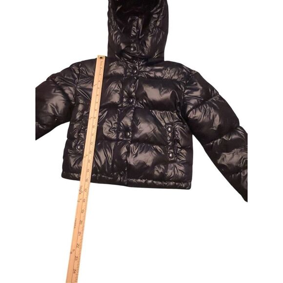 Sam Edelman Puffer Jacket Shiny With Detachable Hood Kids Black Size S 7/8 - Picture 4 of 14